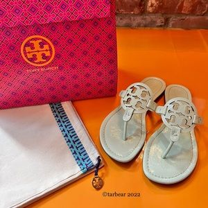 **SOLD** Tory Burch Mint Green Naplak Leather Miller Sandals